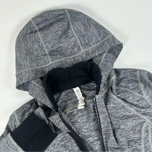 Lululemon WMNS SZ 4 Daily Practice Jacket Gray Heathered Hoodie Full Zip Pockets